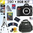 Nikon D90 DX 12.3MP Digital SLR Camera (Body) + 8GB Deluxe Accessory Kit