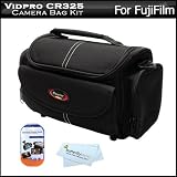 Deluxe Rugged Camera Bag / Case For Fujifilm FinePix HS20EXR, HS25EXR, HS30EXR, S4500, S4400, S4300, S4200, S2950, S3200, S4000, HS20, HS25, HS30, SL300, SL280, SL260, SL240 Digital Camera + LCD Screen Protectors + MicroFiber Cleaning Cloth