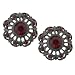 Siam Red Vintage Inspired Floral Button Style Earrings