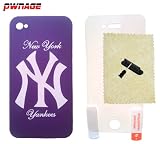 New York Yankees iPhone 4 Case (Purple) + 4x Accessories (Pwnage)