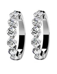 1.50 ct Ladys Round Cut Diamonds Hoops Earrings in 18 karat White Gold