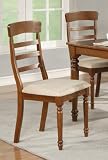 Parawood Furniture Vintage Spool Collection Casual Dining Side Chair in Dark Oak (Microfiber Or Wood Seat)