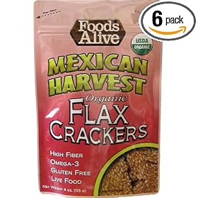 Foods Alive Golden Flax Crackers, Mexican Harvest, 4-Ounce Pouches (Pack of 6)