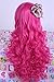 Enilecor Long Curly Wavy Hot Pink Custom Party Wigs(RW148)