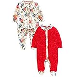 Next ネクスト ベビー ロンパース カバーオール 足つき 2枚組 足付カバーオール 綿 赤 花柄 (3か月～1.5歳 60 70 80 85) ベビー服 【出産祝い】(9-12か月 ワンカラー)