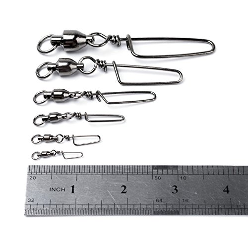 Dr.Fish 10 Counts Fishing Ball Bearing Swivel with Coastlock Snap Size 0+0 26lb, Welded Ring, Saltwater Standard High Strength,100% Copper & Stainless Steel with Black Nickle Coated
