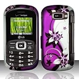 Silver Vine Purple Flower Design Rubberized Snap on Hard Shell Cover Protec ....