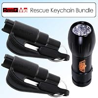 ResQMe NOV-RQM-BLK Rescue Keychain Life Saver Tool Black Bundle With LED Flashlight