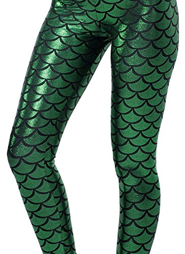 Biz Simple Womens Digital Print Fish Scale Skinny Stretch Leggings Pants S-4XL