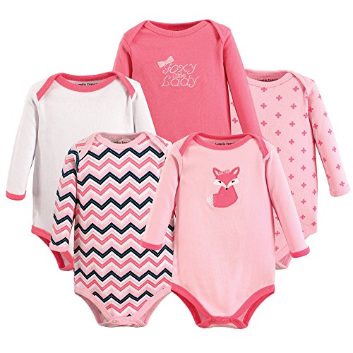 Luvable Friends 5 Pack Long Sleeve Bodysuit, Foxy, 6-9 Months