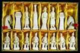 EXP Handmade White & Painted Chinese Qin Dynasty Bone Chess Set