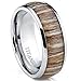 Titanium Ring Wedding Band, Engagement Ring with Real Wood Inlay, 8mm Comfort Fit Sizes 6 to 13
