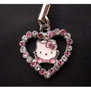 Hello Kitty Heart Rhinestone Charm (WLL116)