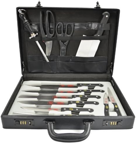 Knife and Scissors 13 Piece Set - All Stainless Steel - Locking Briefcase, Designed in Germany