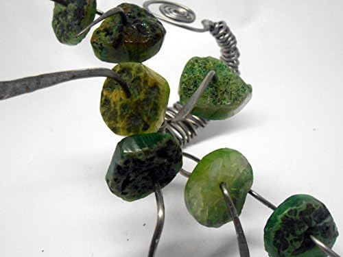 Dragon agates statement art handmade ring and cuff jewelry set - modern artisan wire wrapped hammered jewelry