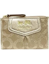 NEW AUTHENTIC COACH MADISON OP ART LUREX SIGNATURE MINI SKINNY  Khaki Gold 