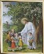 Jesus with Children Framed Art, 8" x 10" - MADE IN ITALY