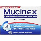 Mucinex Maximum Strength 12-Hour Chest Congestion Expectorant Tablets, 42 Count