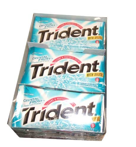 Trident Crystal Frost Fresh Mint Flavor Chewing Gum with Xylitol 18  5-stick Paks... by Cadbury Adams
