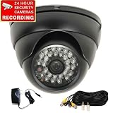 VideoSecu 1/3" Sony CCD 520TVL Color Vandal Night Vision Security Camera with12 V 500mA Regulated Camera Power Supply, 100 Feet Video Power Camera Cable, Free Security Warning DeCal  W59