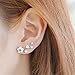 EAR VINES Silver Shell Pearl Flower Ear Vine Wrap Pin Sweep up Ear Cuffs Climber Earrings