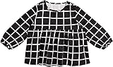クラフティーズ グラフチェック柄ギャザー長袖トップス 80 ブラック ストレッチサテン 946125