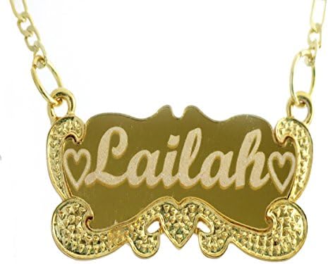 Mertis Handmade Personalized Name Necklace 18k Gold Plated-Custom Made With Any Name (Background:Gold)