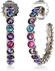 Sorrelli "Northern Lights" Crystal Studded Silver-Tone Hoop Earrings