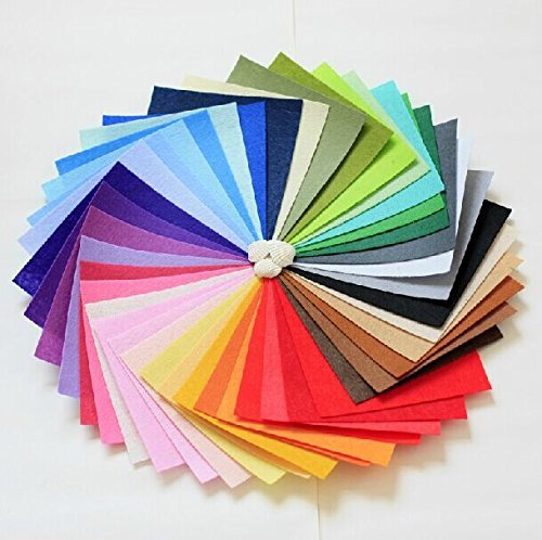 LifeGlow Crafts DIY Polyester Felt Nonwoven Fabric Sheet for Craft Work 40 Colors Squares 5.9*5.9inch(15*15cm), About 1mm Thick, Type B (40)