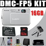 Panasonic Lumix DMC-FP5 14.1 MP Digital Camera with 4x Optical Image Stabilized Zoom (Silver) BCK7 Battery/Charger 16GB DavisMAX Bundle