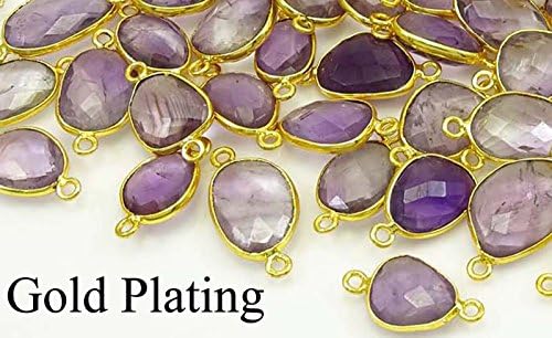 Amethyst Double Bail Bezel Connector Jewelry Charm Oval Shape 26mm X 20mm 1 PC
