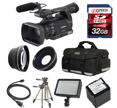 Panasonic AG-AC130APJ AVCCAM HD Hand-Held Camcorder + Panasonic VW-VBG6 Battery + 32GB (10) Card + 0.45X Wide Angle Lens + 2x Telephoto Lens + Case + Tripod + Led Light + Travel charger + UV + CPL Filter Panasonic AG-AC130APJ AVCCAM HD Hand-Held Camcorder + Panasonic VW-VBG6 Battery + 32GB (10) Card + 0.45X Wide Angle Lens + 2x Telephoto Lens + Case + Tripod + Led Light + Travel charger + UV + CPL Filter