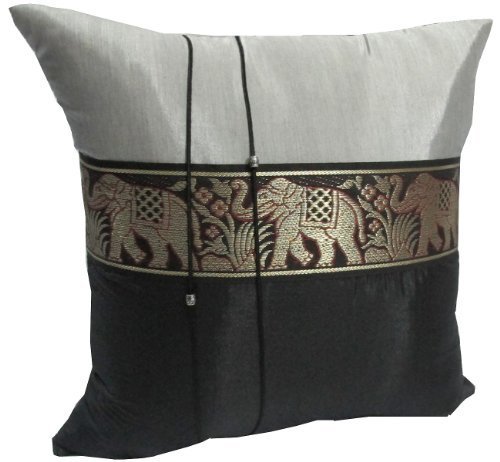 1 Piece Thai Royal Elephants Thai Silk Pillow Case Cover Cushion