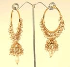 Earrings - White Hoop Earrings with Pearls by ADIVA ABSWE0BI0028