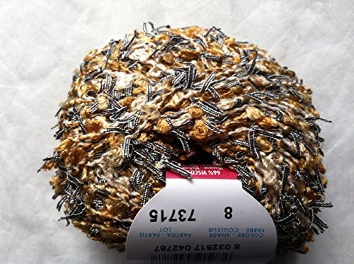 Filatura di Crosa Fiocchetto #8 Wheatfields - Golds Cream White Black Mini Boucle w/ Ribbon Flag Yarn 25gr