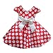 Little/Big Girls Cap Sleeves 50's Vintage Polka Dot Flowers Girl Brithday Party Swing Dress,Red,2t