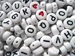 7mm White Round Alpha Beads - Black Letters - 250pc