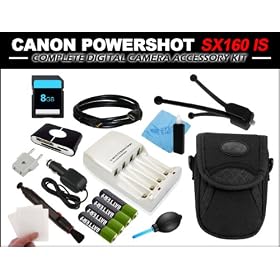 Complete 8GB Digital Camera Accessory Kit for Canon Powershot SX160 IS Point and Shoot Digital Camera