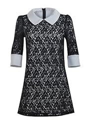 Lace Elbow Length Sleeves Cotton/Polyester Mini Dress 