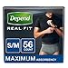 Depend Real Fit Incontinence Briefs for Men, Maximum Absorbency, S/M, Grey, 56 Count