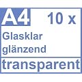 Klebefolie 10 x DIN A4 transparent gl�nzend, klar - Glasklar - Druckerfolie, klebend, zum bedrucken, Wetterfest, Wasserfest f�r Laserdrucker