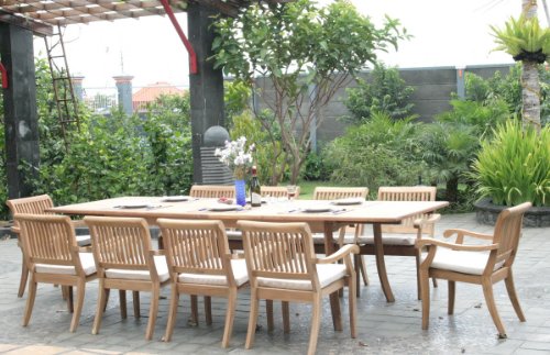 New 11 Pc Luxurious Grade-A Teak Dining Set - Large 117