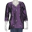 Kurti Purple Womens Tops Clothing from India Fashion for Summer Embroidery Size S