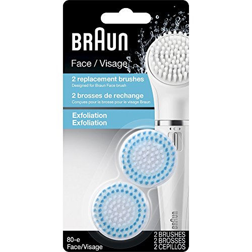 Braun Face 80E - Pack of 2 Exfoliation Brush Refills for Braun Mini-Facial Electric Hair Removal Epilator with Facial Cleansing Brush for Women, 2 Count