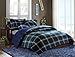 MI ZONE Cozy Comforter Set Cabin Lifestyle Plaid Design All Season Bedding Matching Shams, Decorative Pillow, Twin/Twin XL, Brody Blue 3 Piece, Green/Navy