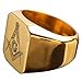 Moonsix Mens 316L Stainless Steel Freemasonry Masonic Finger Ring Golden