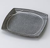 黒化粧彫結び角皿　5個組 【美濃焼　和皿】