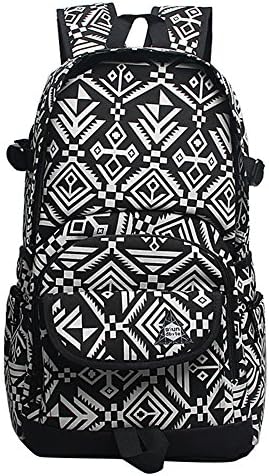 Geometric Retro Hit Color Backpacks Laptop Bags to Travel (Black and white)