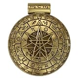 Large Bronze Magic Circle Pentacle Symbolic Pendant - Pagan Wiccan Jewelry