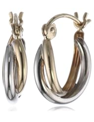 10k Two Tone Gold 4mm Twisted Hoop Earrings